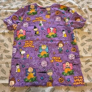 Peanuts Halloween Scrub Top